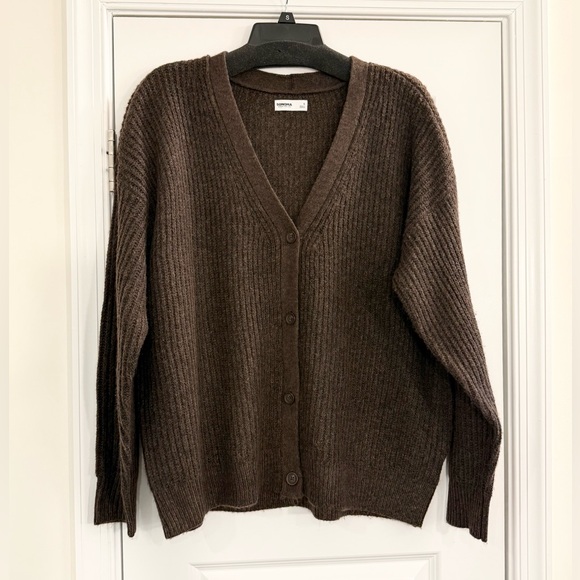 Sonoma Goods For Life Sweaters - Oversized Brown Ribbed Knit Cardigan Cozy Soft Button Sweater Size S